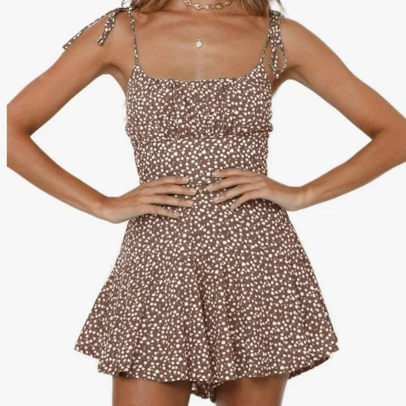 NWOT brown and white romper - Picture 2 of 4